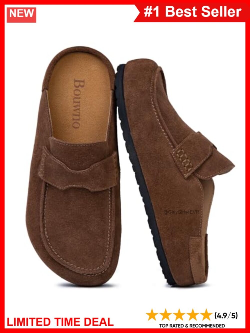 Genuine Suede Clogs for Women Cork Footbed Mules Slip On Shoes